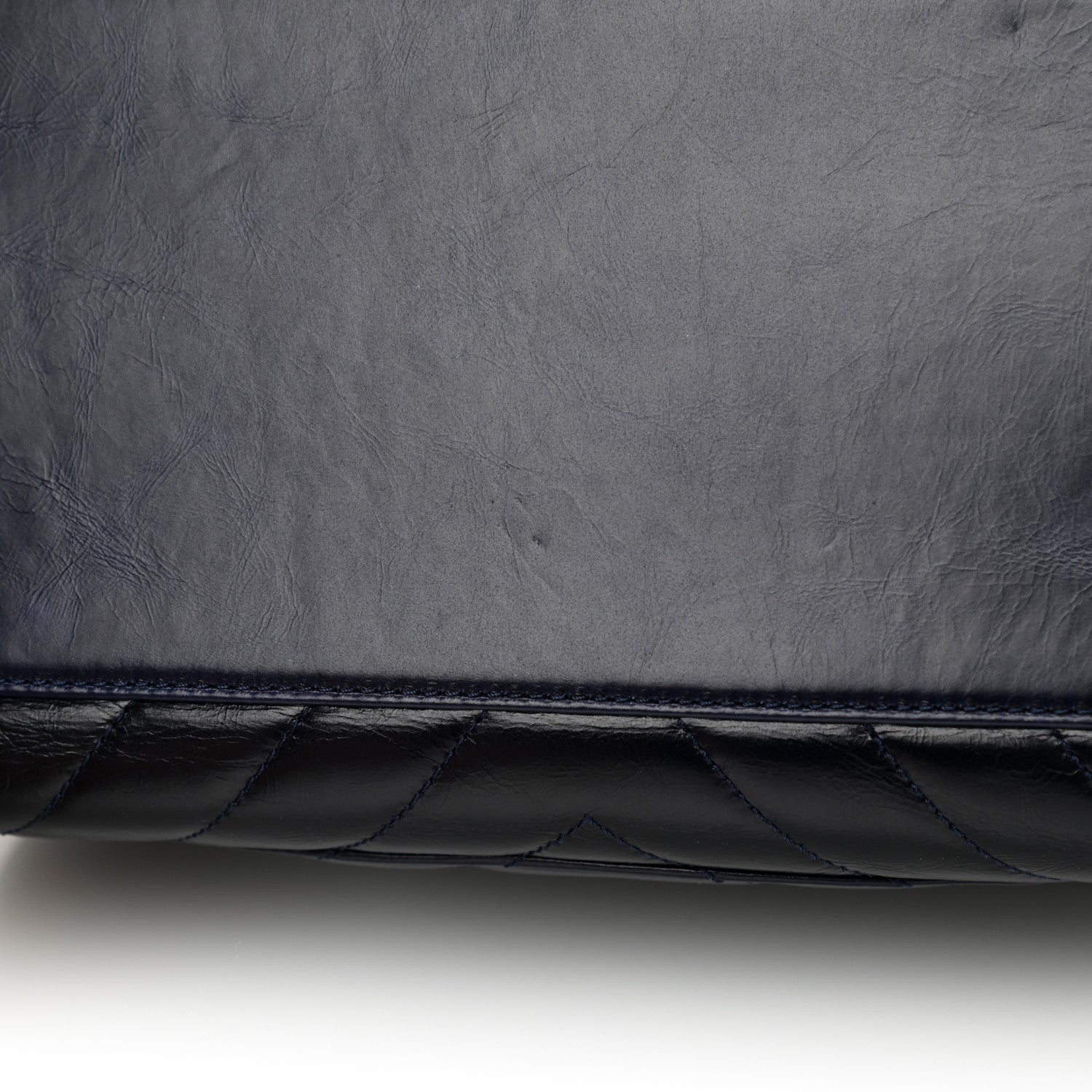 Chanel Glazed Calfskin Chevron Small Bowling Bag Navy 11 of 13