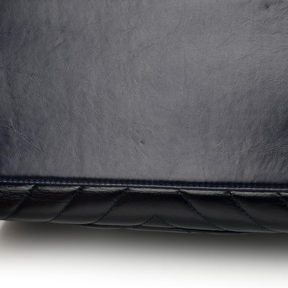 Chanel Glazed Calfskin Chevron Small Bowling Bag Navy 11 of 13