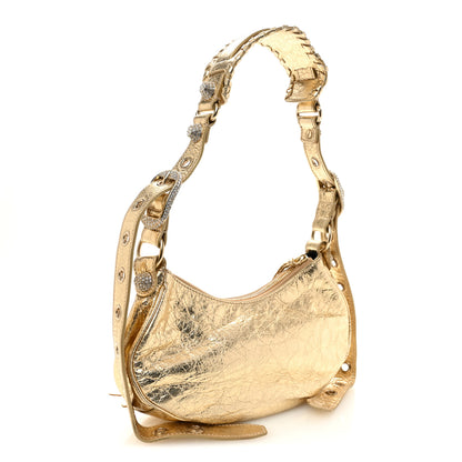 Balenciaga Metallic Agneau Arena Crystal Le Cagole Shoulder Bag XS Light Gold 5 of 21