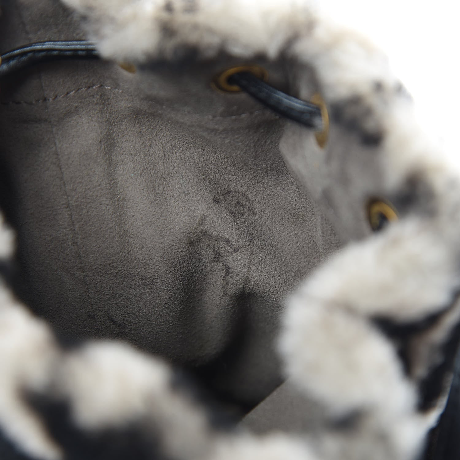 Fendi Shearling F is Fendi Macro FF 1974 Diagonal Mini Mon Tresor Bucket Bag Dove Black 11 of 13