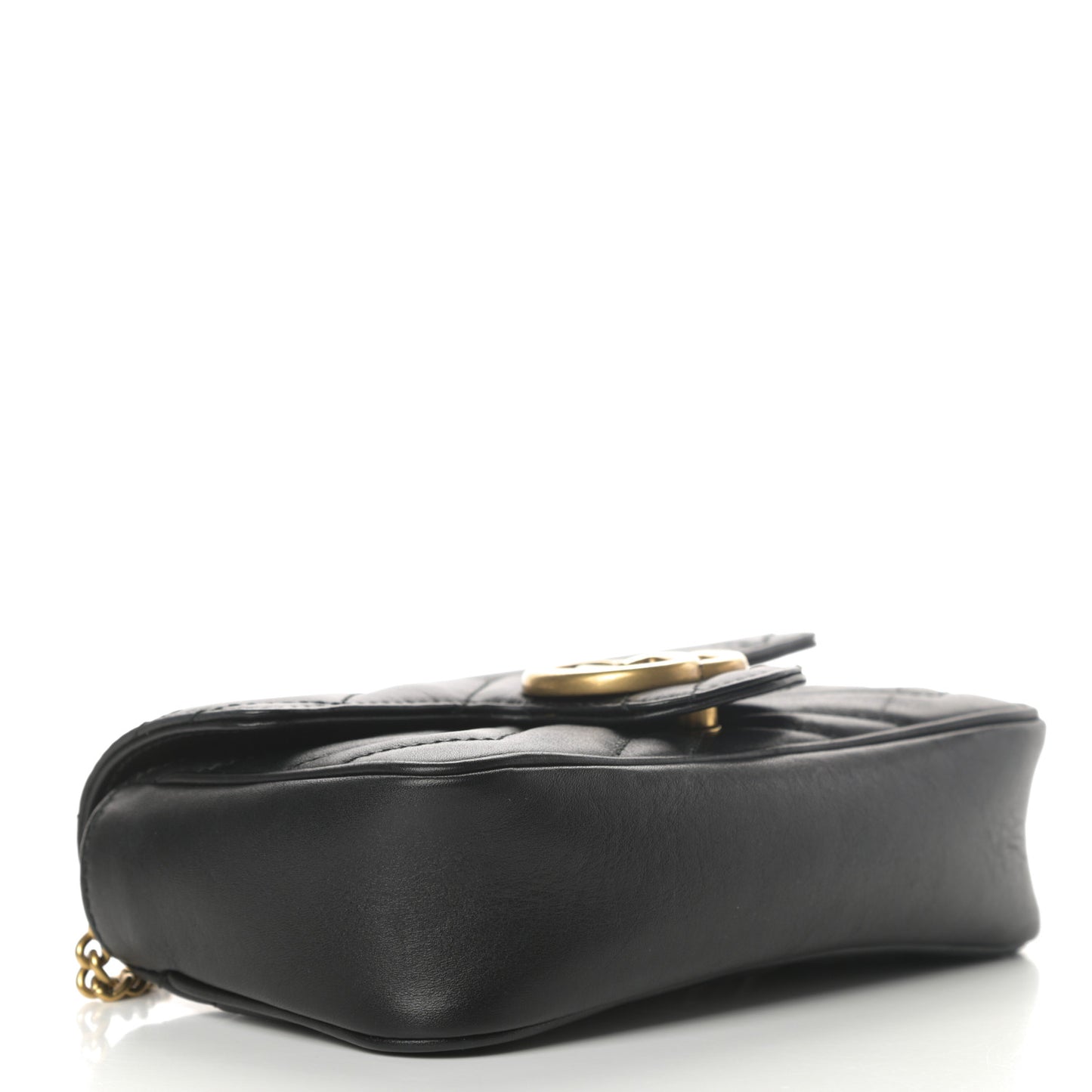 Calfskin Matelasse Super Mini GG Marmont Shoulder Bag Black