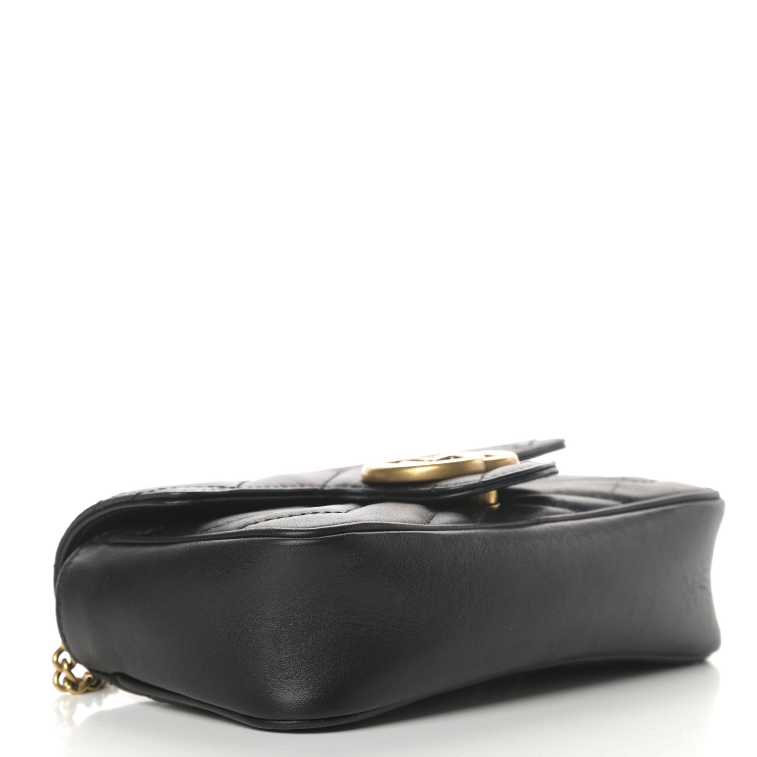 Gucci Calfskin Matelasse Super Mini GG Marmont Shoulder Bag Black 4 of 13