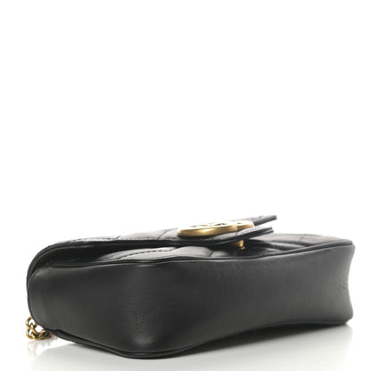 Gucci Calfskin Matelasse Super Mini GG Marmont Shoulder Bag Black 4 of 13