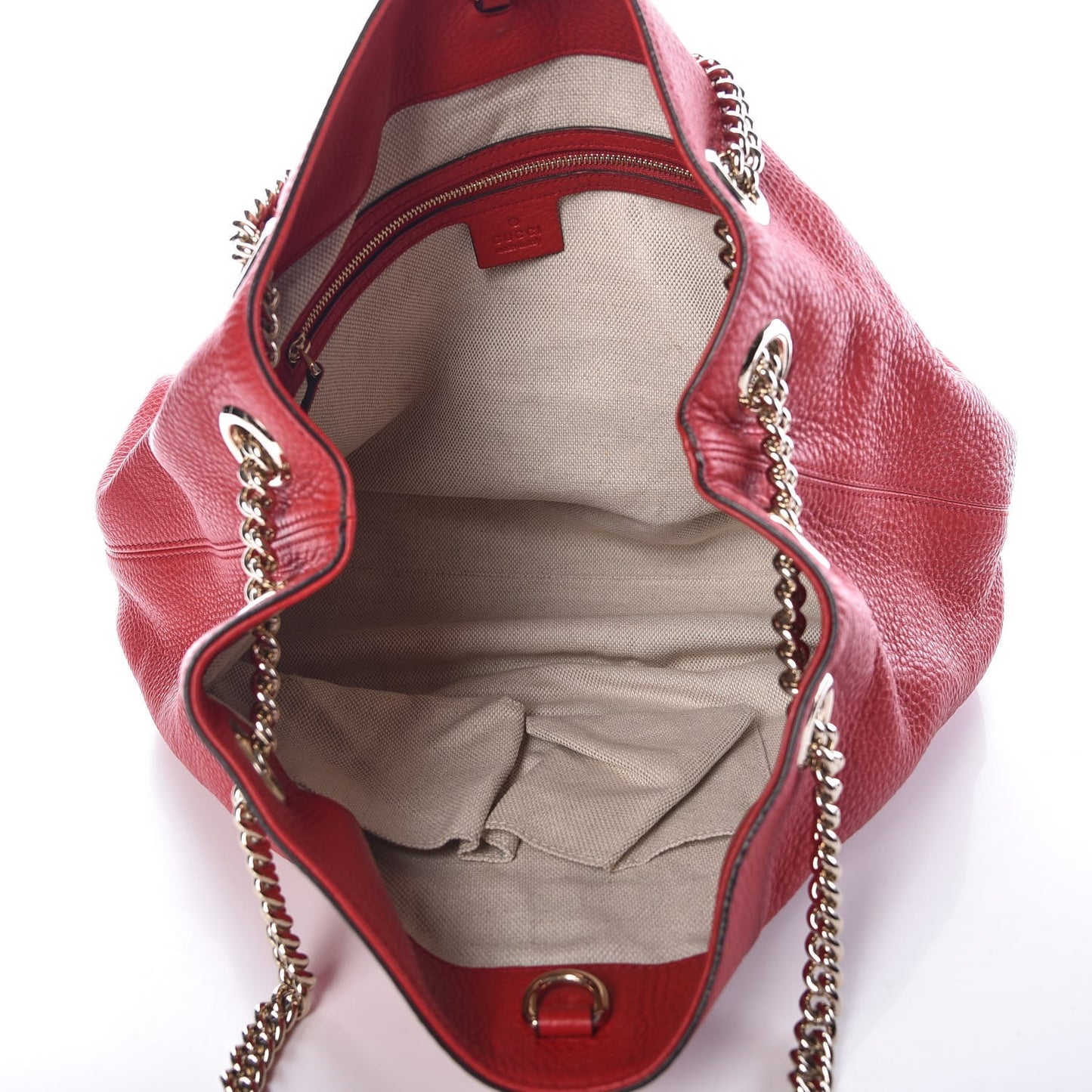 Pebbled Calfskin Medium Soho Chain Shoulder Bag Tabasco Red
