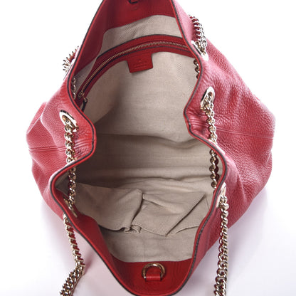 Gucci Pebbled Calfskin Medium Soho Chain Shoulder Bag Tabasco Red 5 of 8