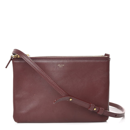 Celine Smooth Lambskin Small Trio Crossbody Bag Burgundy 1 of 15