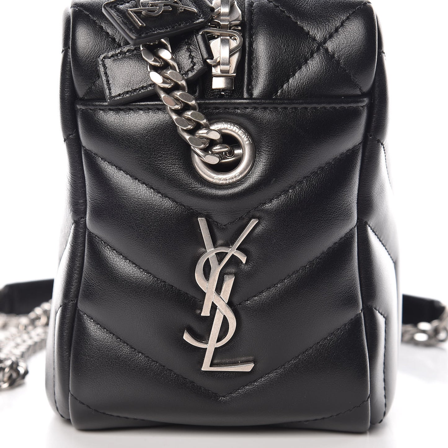 Calfskin Y Quilted Monogram Small Loulou Bowling Bag Black