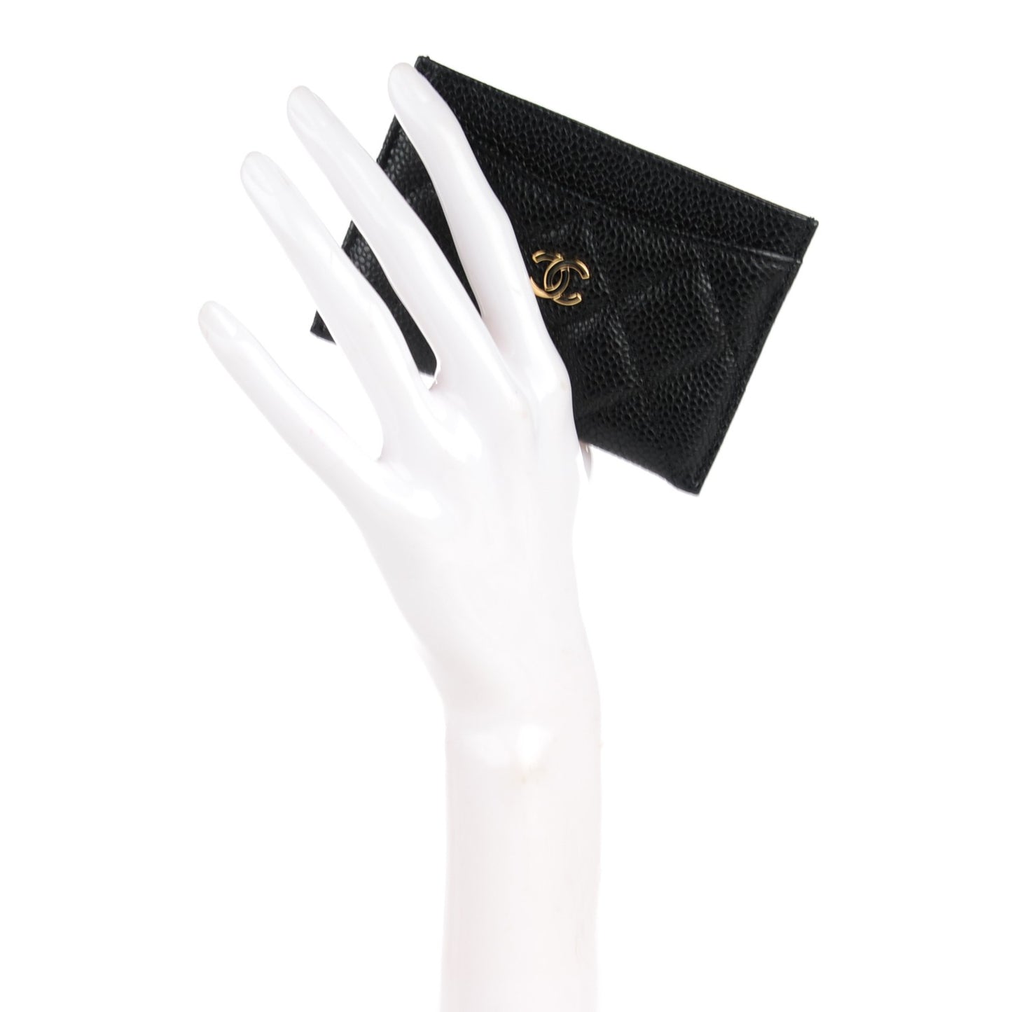 Caviar Quilted Card Holder Black