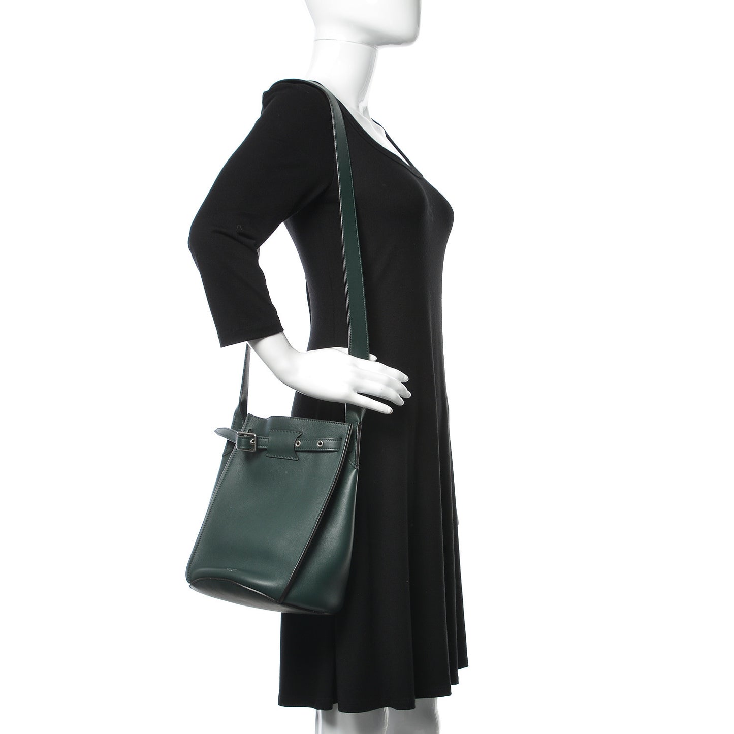 Smooth Calfskin Long Strap Big Bucket Bag Amazone