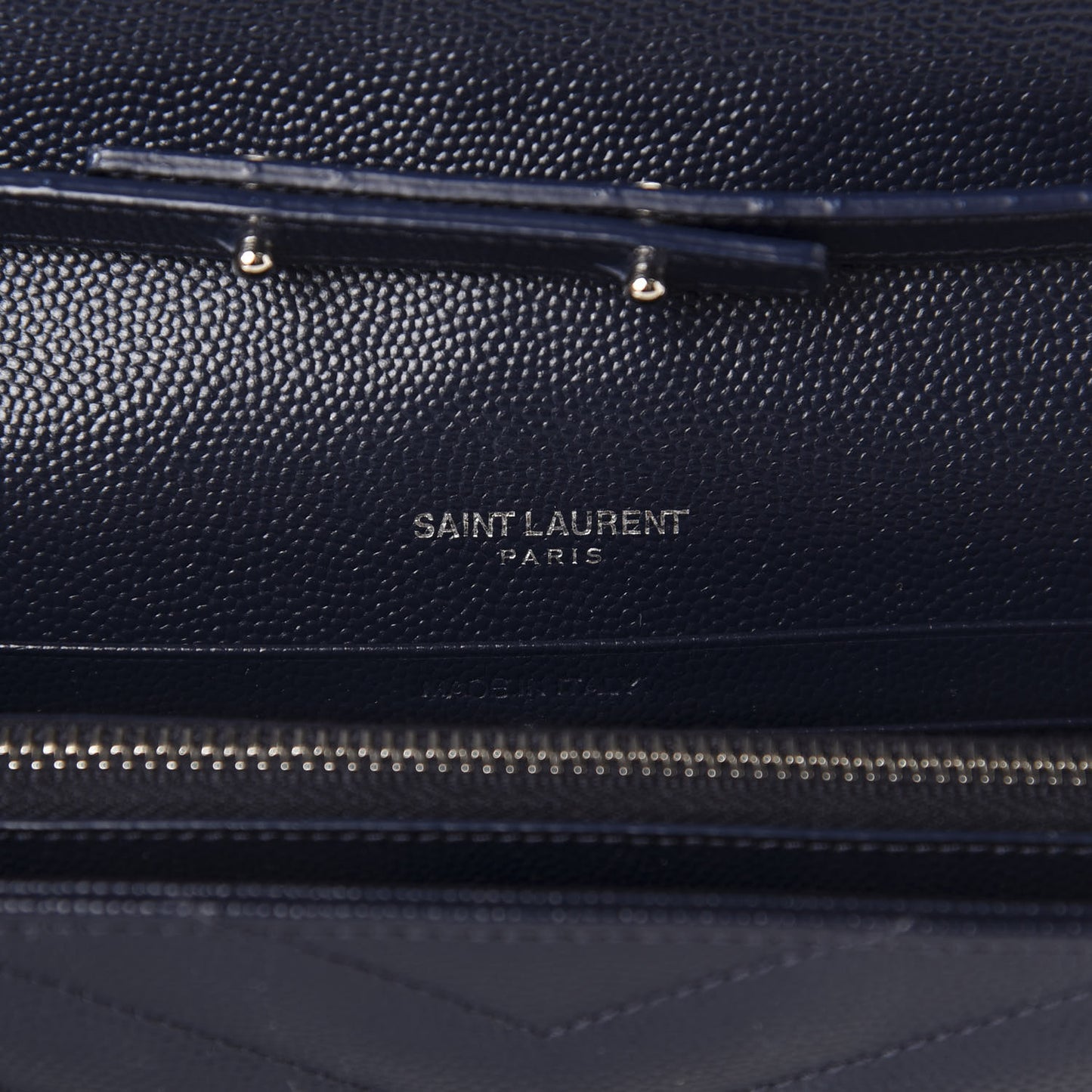 Grain De Poudre Matelasse Chevron Monogram Chain Wallet Deep Marine