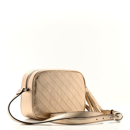 Gucci Metallic Sakai Be Green Calfskin Diagonal Stitched Small Blondie Shoulder Bag Golden Beige 3 of 9