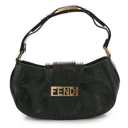 Fendi Patent Stamp Calfskin Shadow Shoulder Bag Black 1 of 11