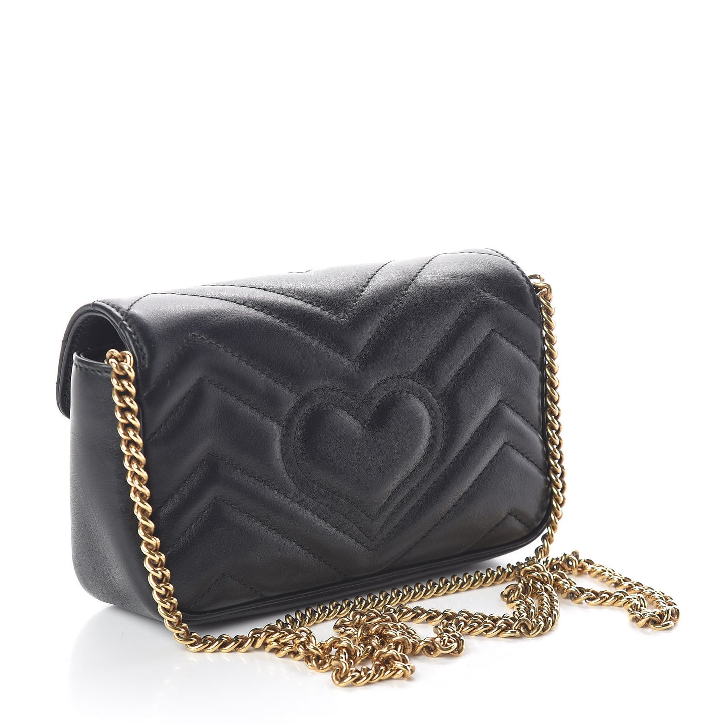 Calfskin Matelasse Super Mini GG Marmont Shoulder Bag Black