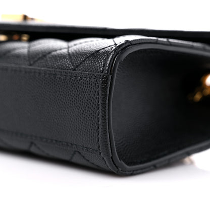 Saint Laurent Grain De Poudre Textured Mixed Matelasse Triquilt Small Monogram Satchel Black 8 of 8