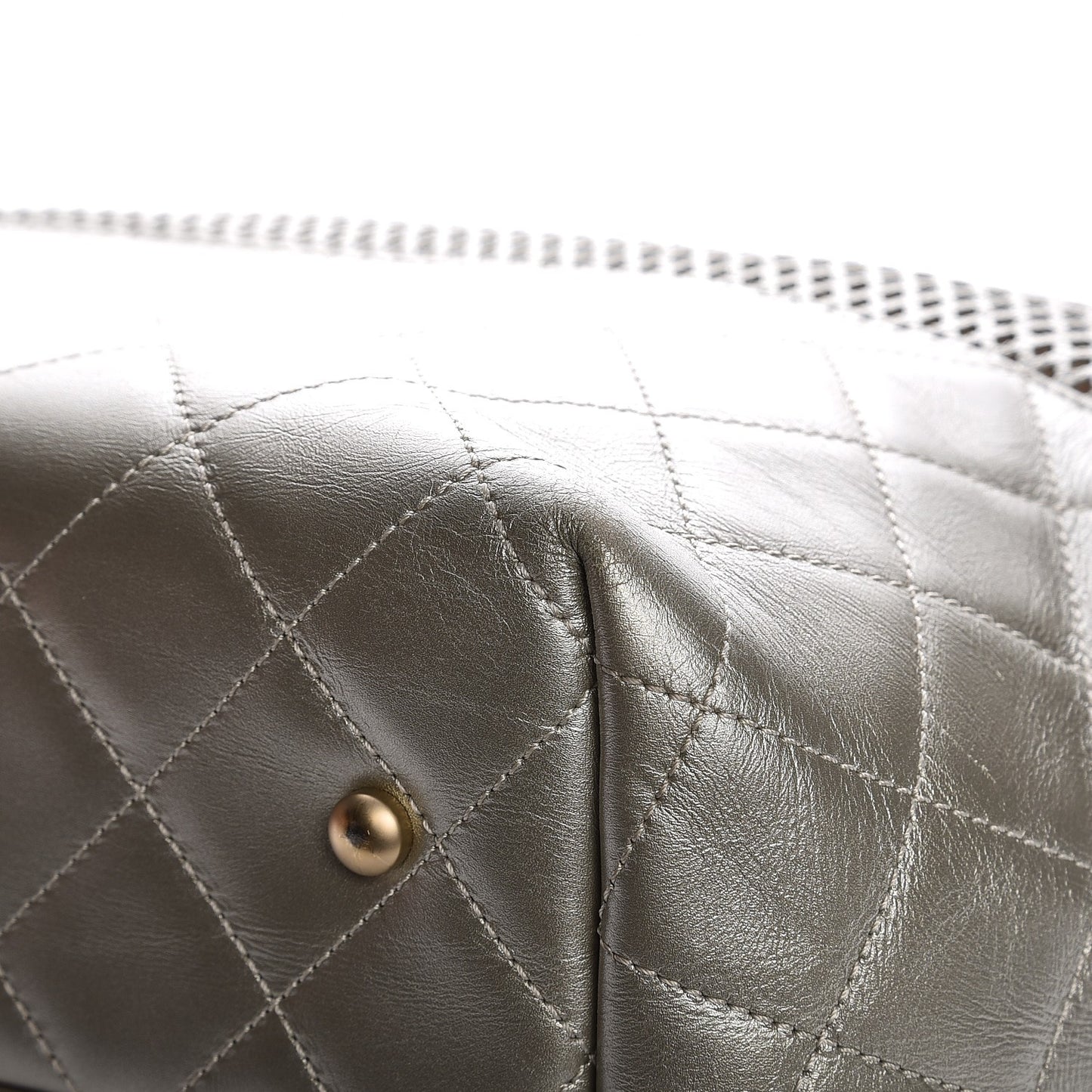 Calfskin Perforated Up In The Air North South Tote Gold