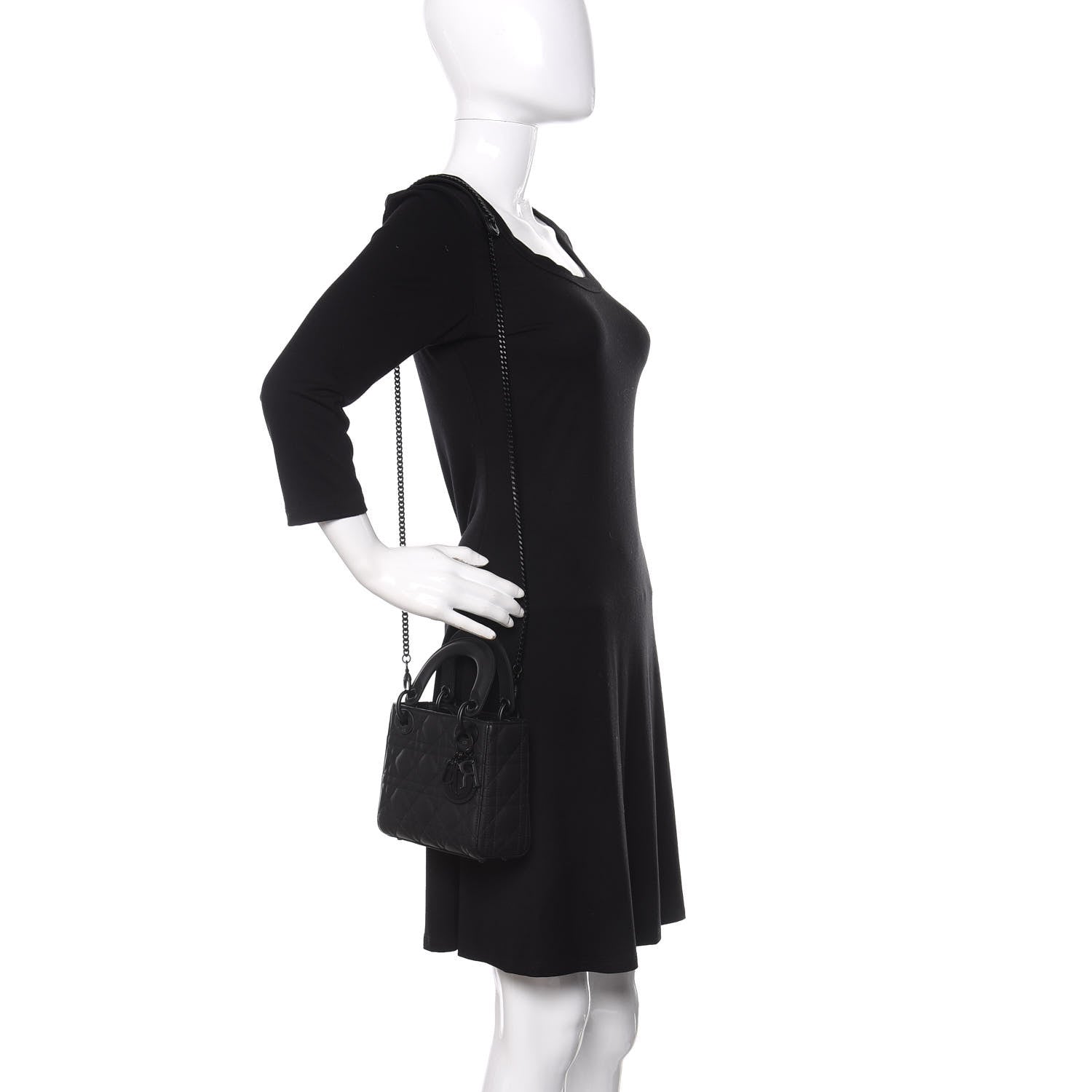 Christian Dior Ultra Matte Calfskin Cannage Mini Lady Dior Black 2 of 10