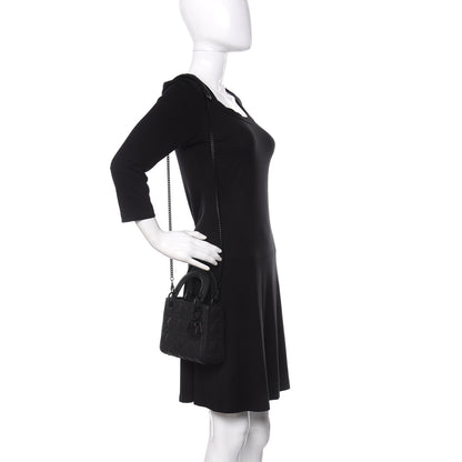Christian Dior Ultra Matte Calfskin Cannage Mini Lady Dior Black 2 of 10