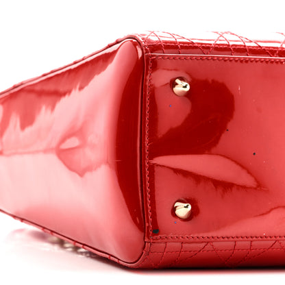 Christian Dior Patent Cannage Stitched Medium Lady Dior Red 9 of 11