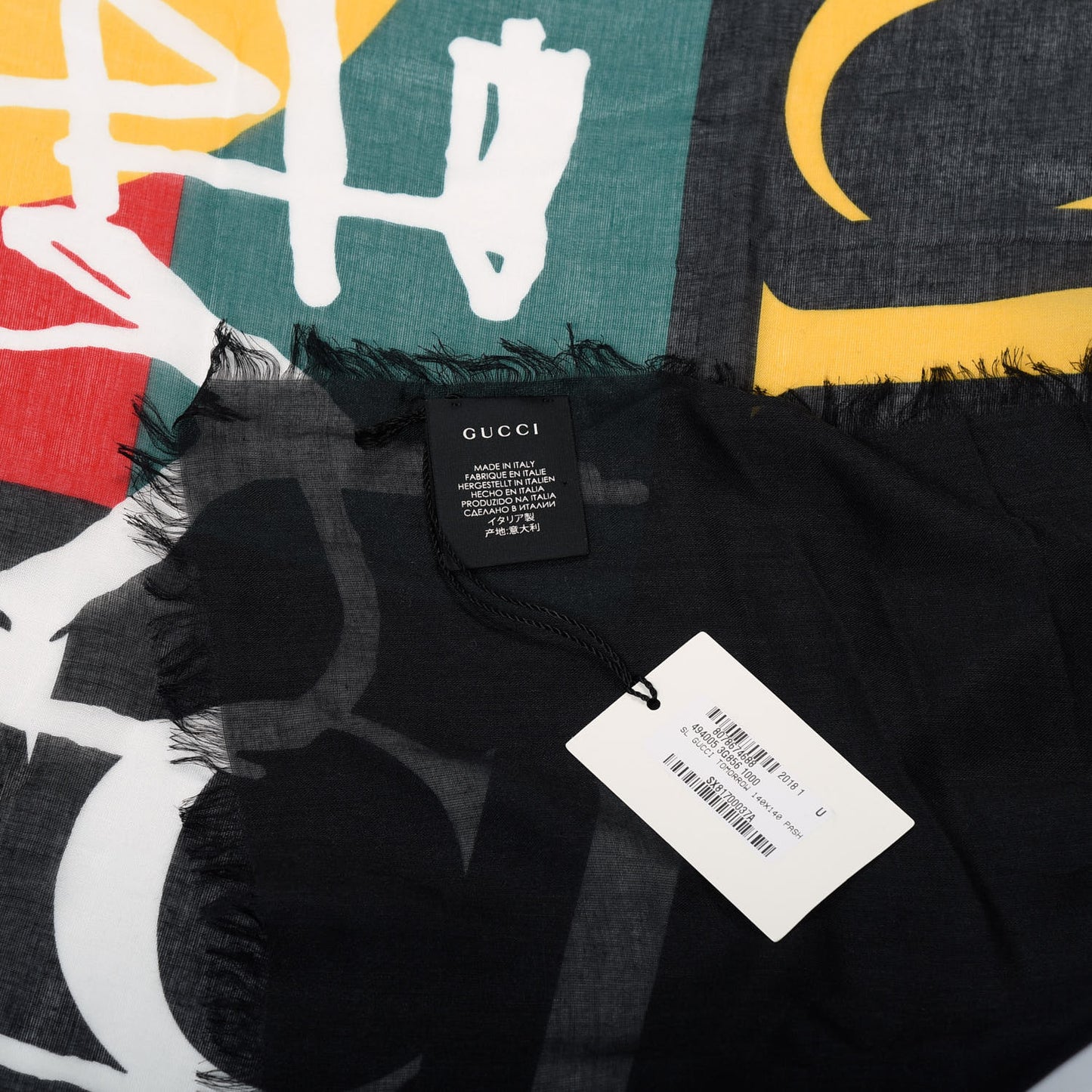 Modal Silk Coco Capitan Logo Square Scarf Black