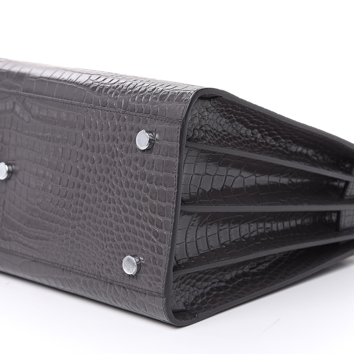 Crocodile Embossed Small Sac De Jour Asphalt