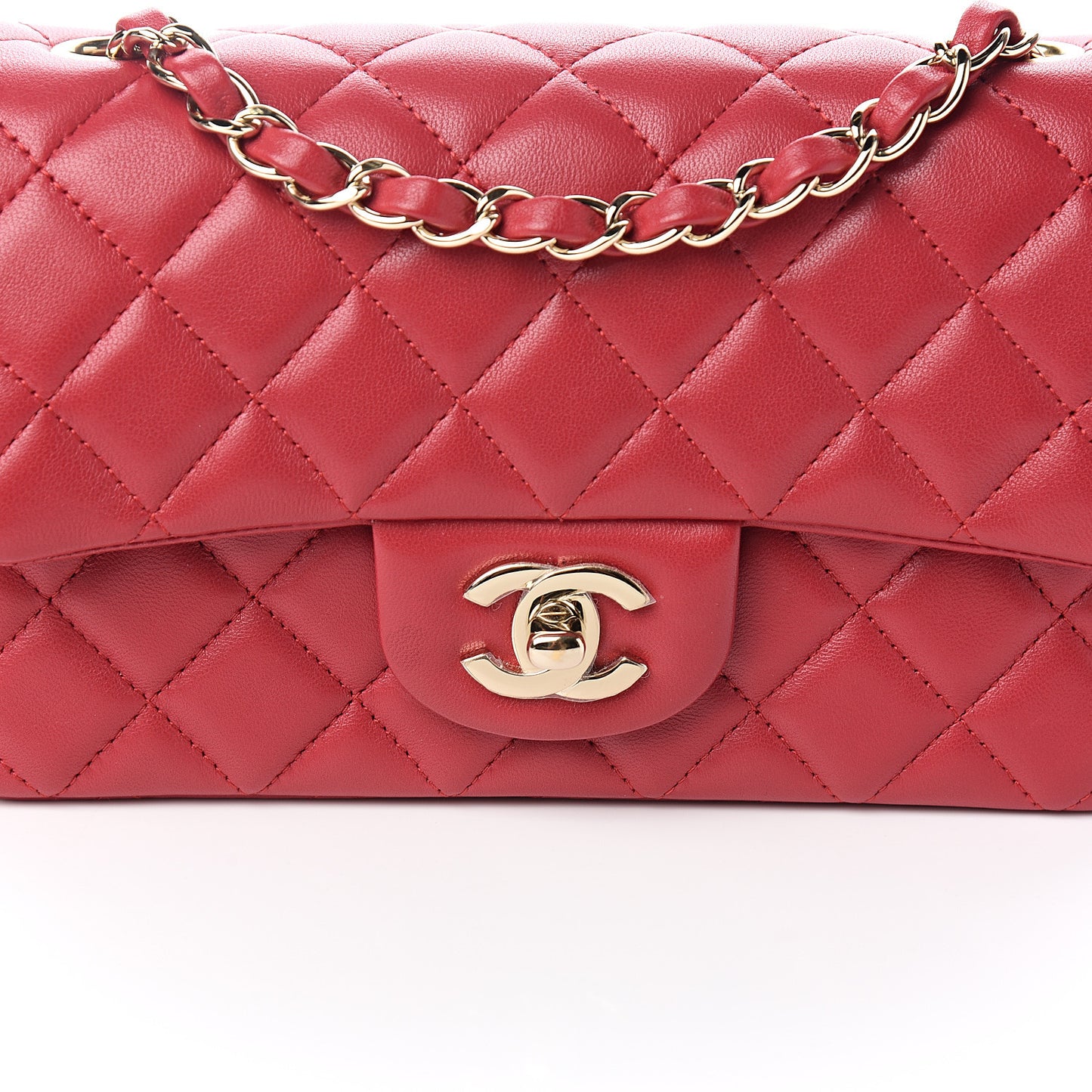 Lambskin Quilted Mini Rectangular Flap Dark Pink
