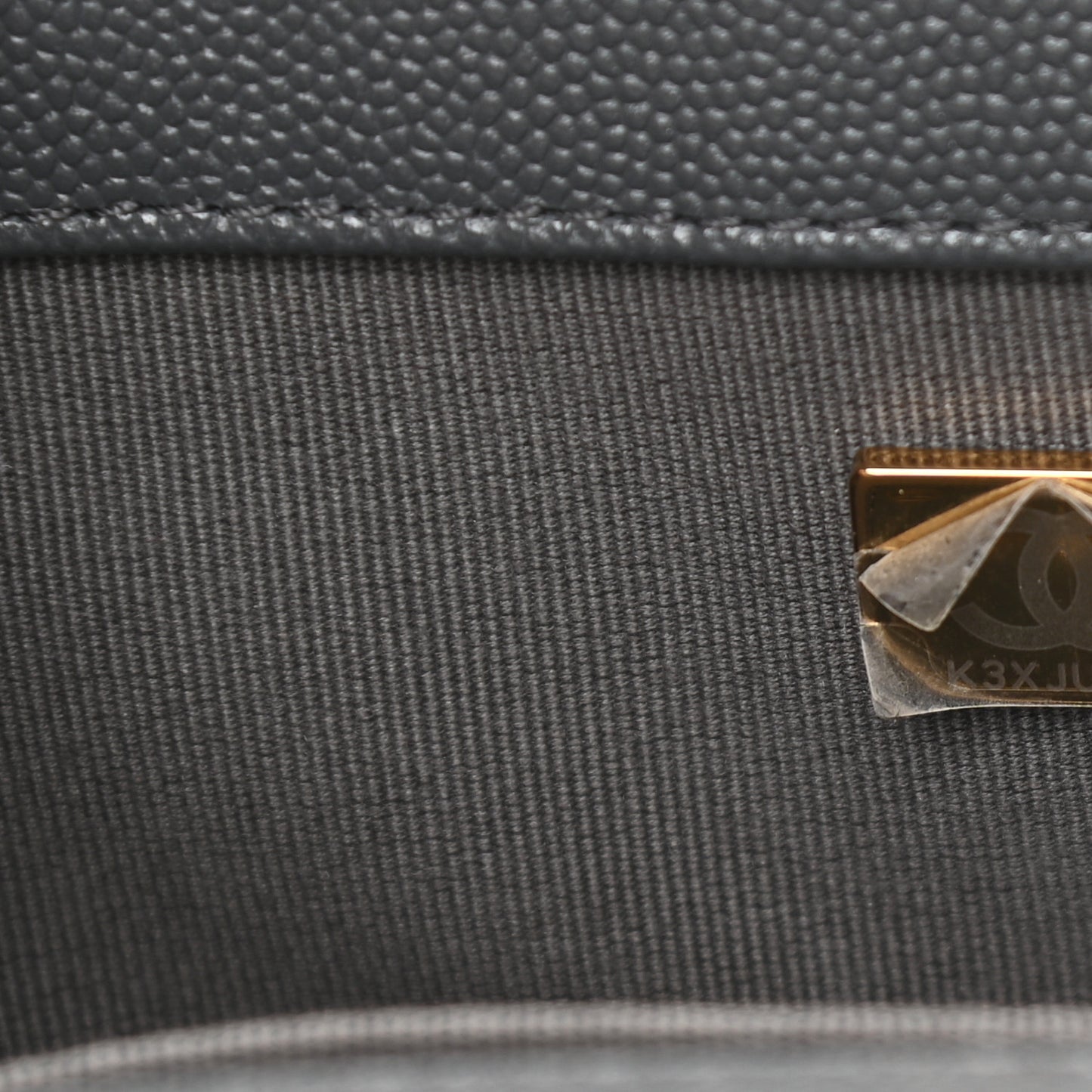 Caviar Chevron Quilted Small Boy Flap Dark Grey