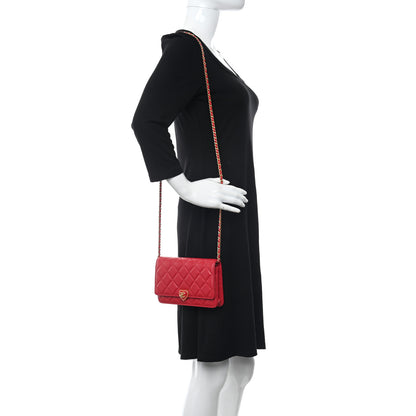 Chanel Lambskin Plexiglass Quilted Coco Love Wallet On Chain WOC Red 2 of 12