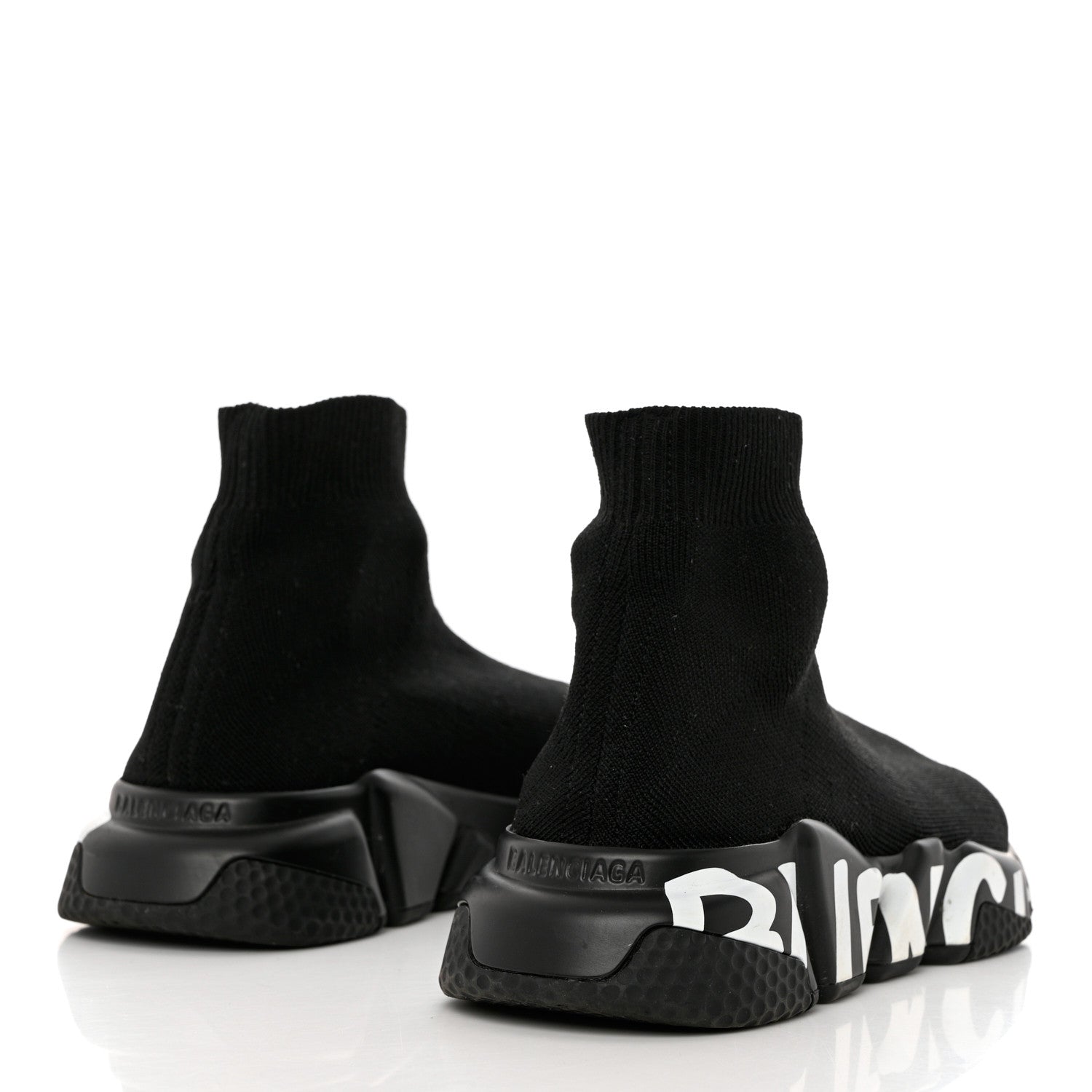 Balenciaga Neoprene Knit Womens Speed Graffiti Sneakers 37 Black White 4 of 8