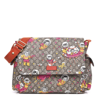 Gucci GG Supreme Monogram Space Cats Diaper Bag Orange 1 of 12