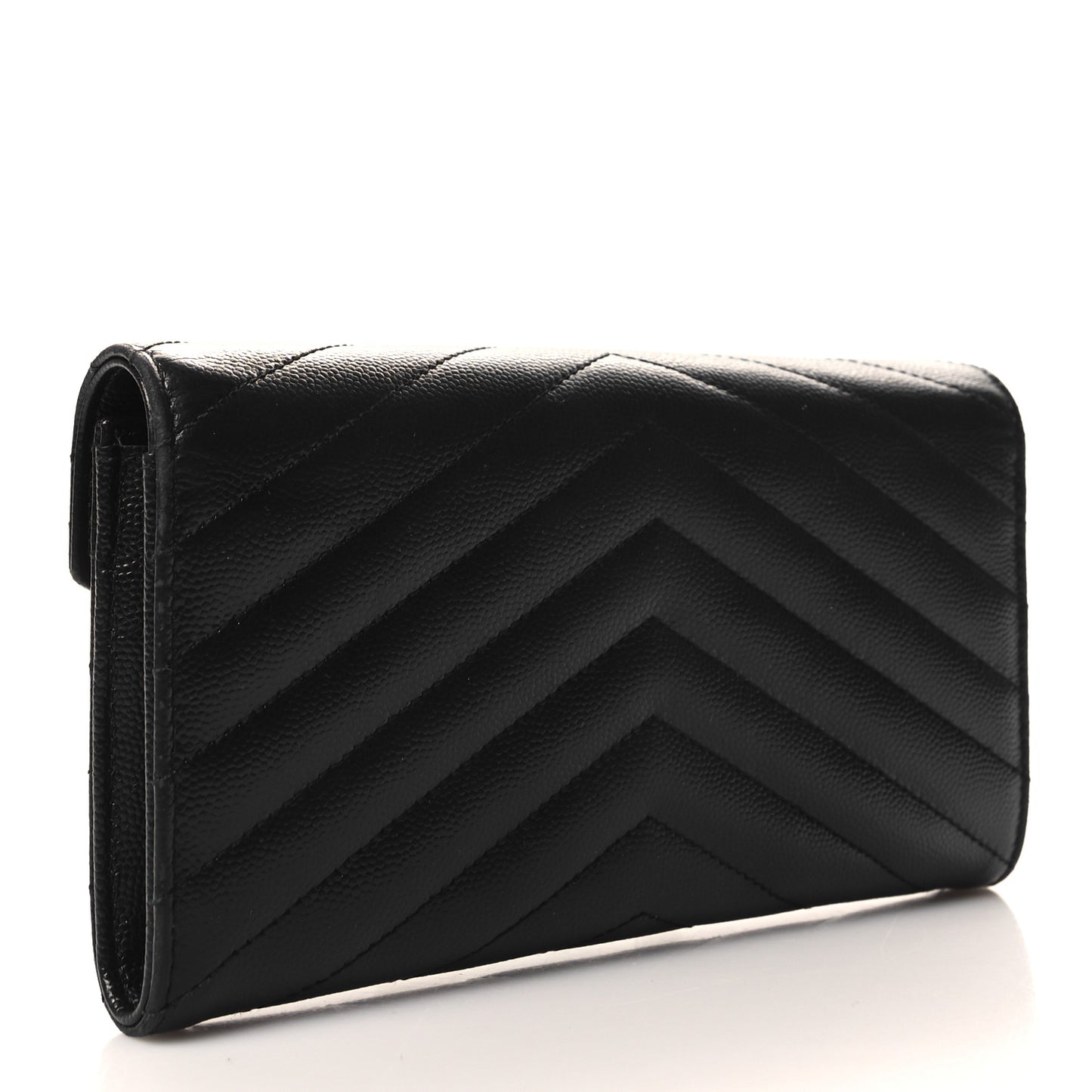 Grain De Poudre Matelasse Chevron Monogram Flap Wallet Black