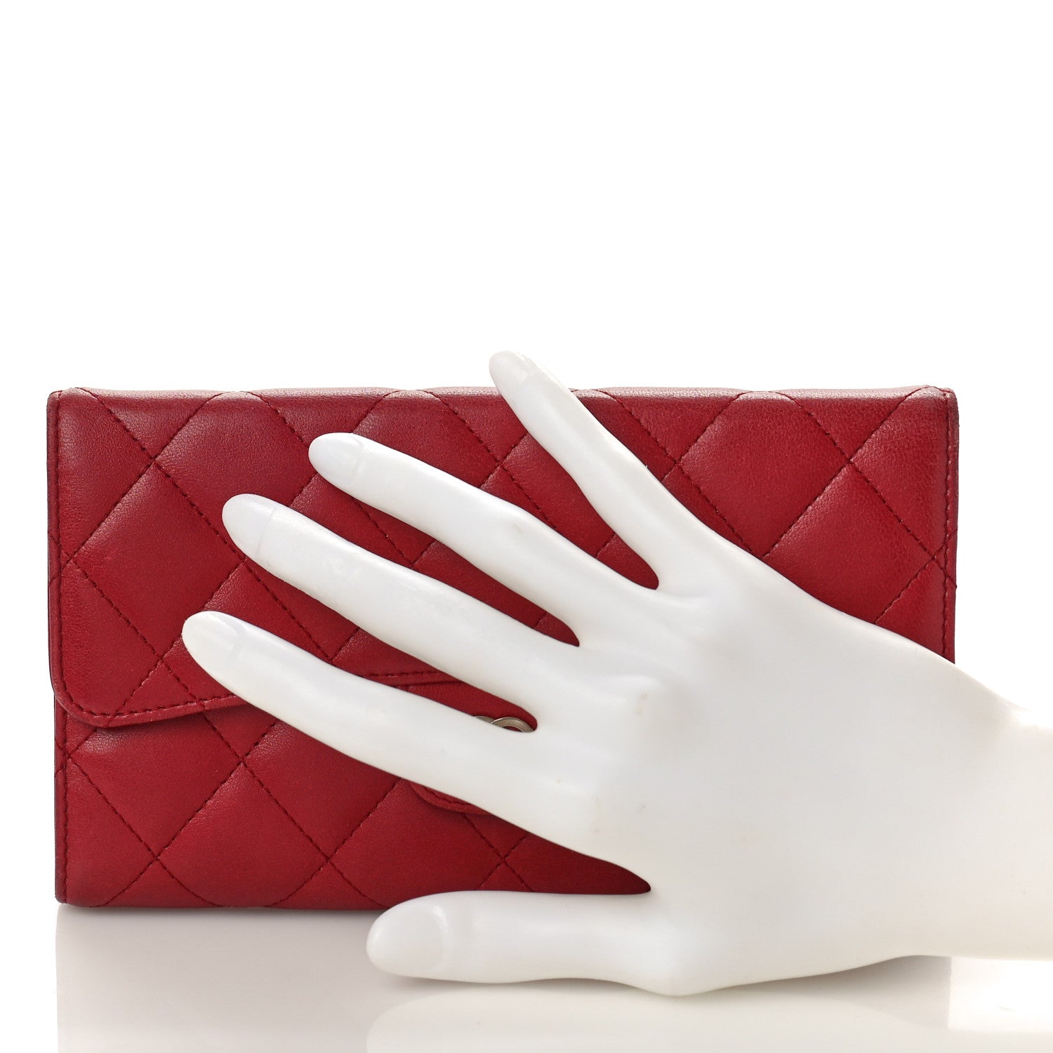 Chanel Lambskin Quilted Large Flap Wallet Red 2 of 14