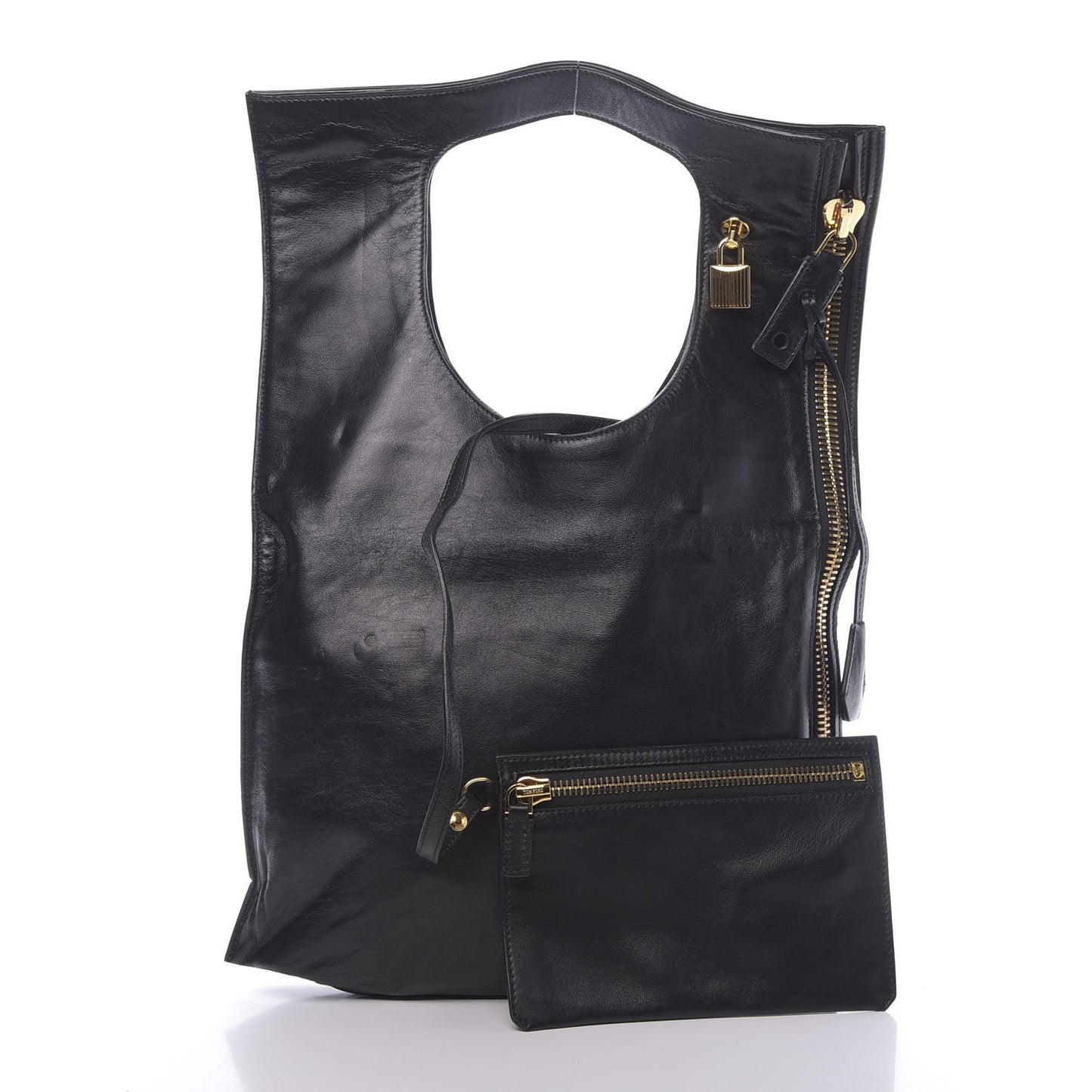 Ramskin Small Alix Padlock Zip Shoulder Bag Black