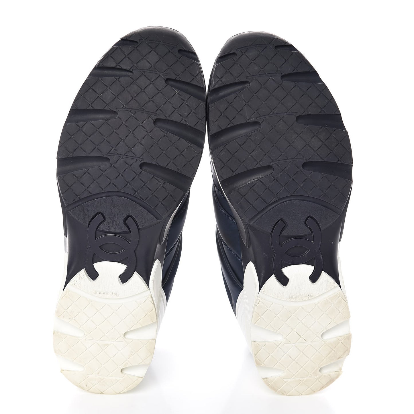 Nylon Calfskin CC Sneakers 37 Navy White