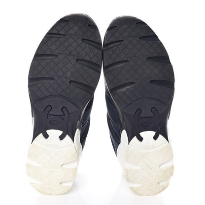 Chanel Nylon Calfskin CC Sneakers 37 Navy White 7 of 11