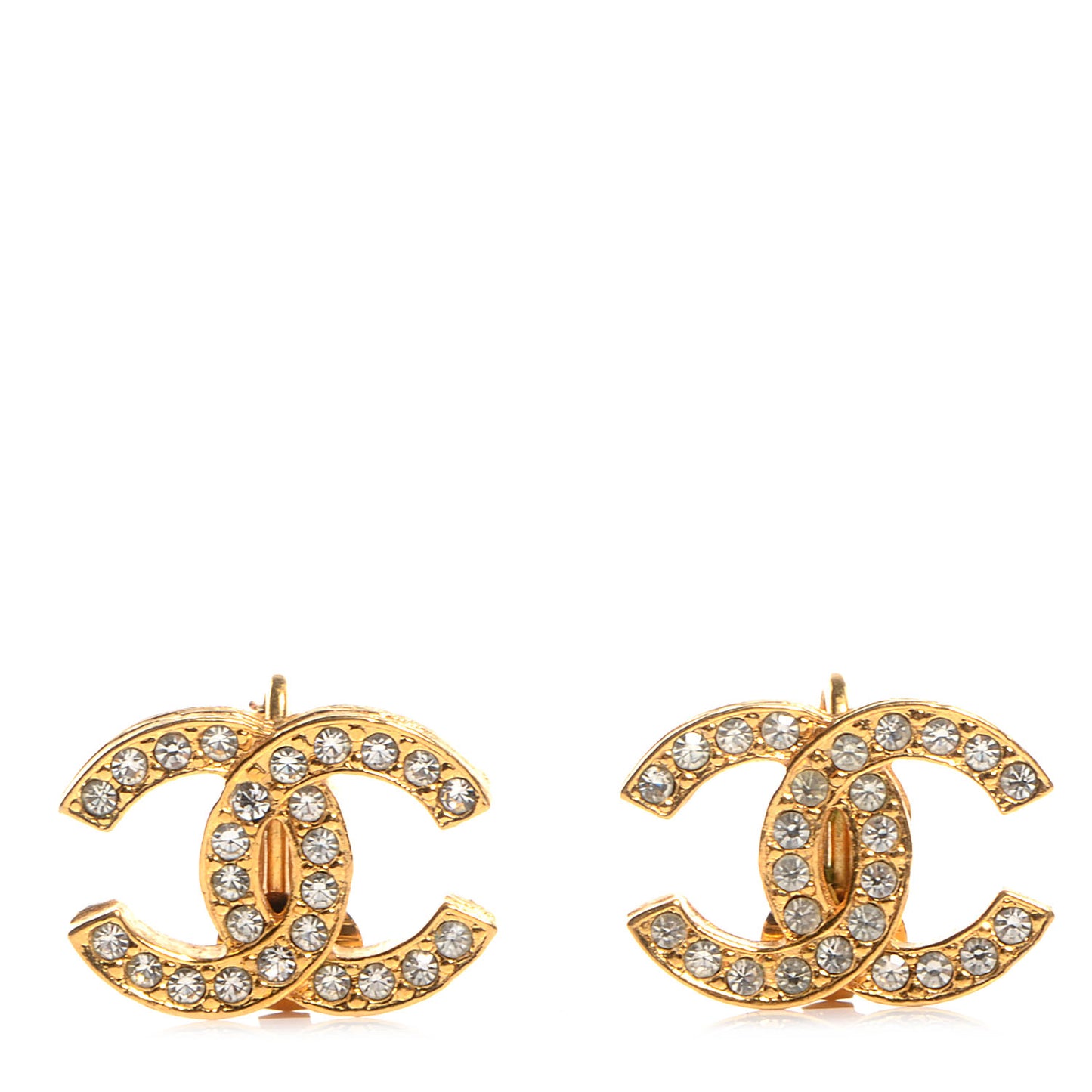 CC Crystal Clip On Earrings Gold