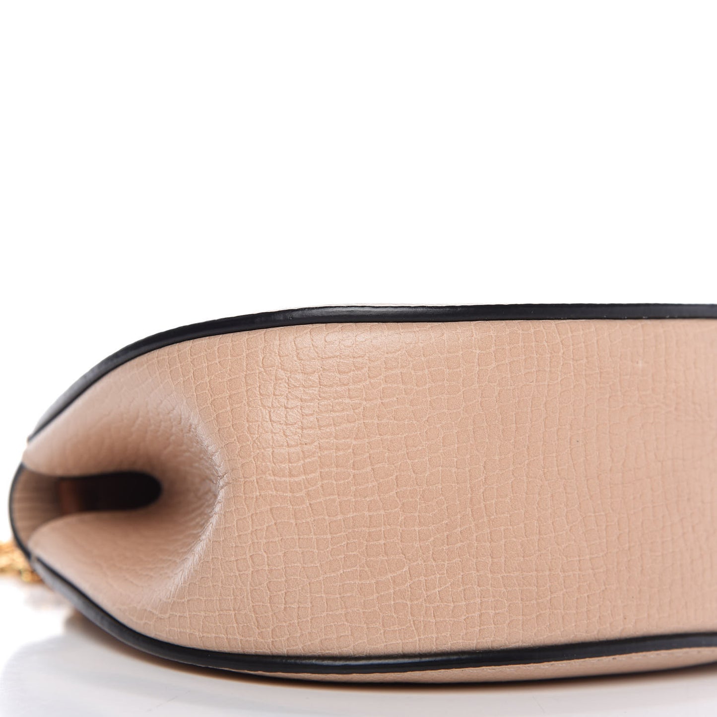 Grained Calfskin Lambskin Nano Bi-Color Drew Shoulder Bag Powder Beige Caramel
