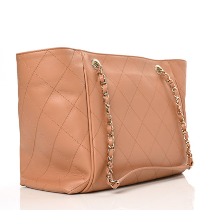 Chanel Calfskin Stitched Small Shopping Tote Brown 4 of 12