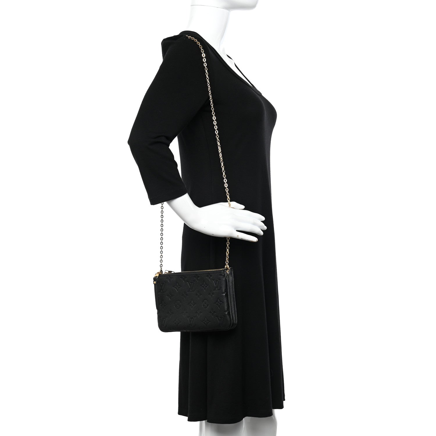 Louis Vuitton Empreinte Double Zip Pochette Black 3 of 10
