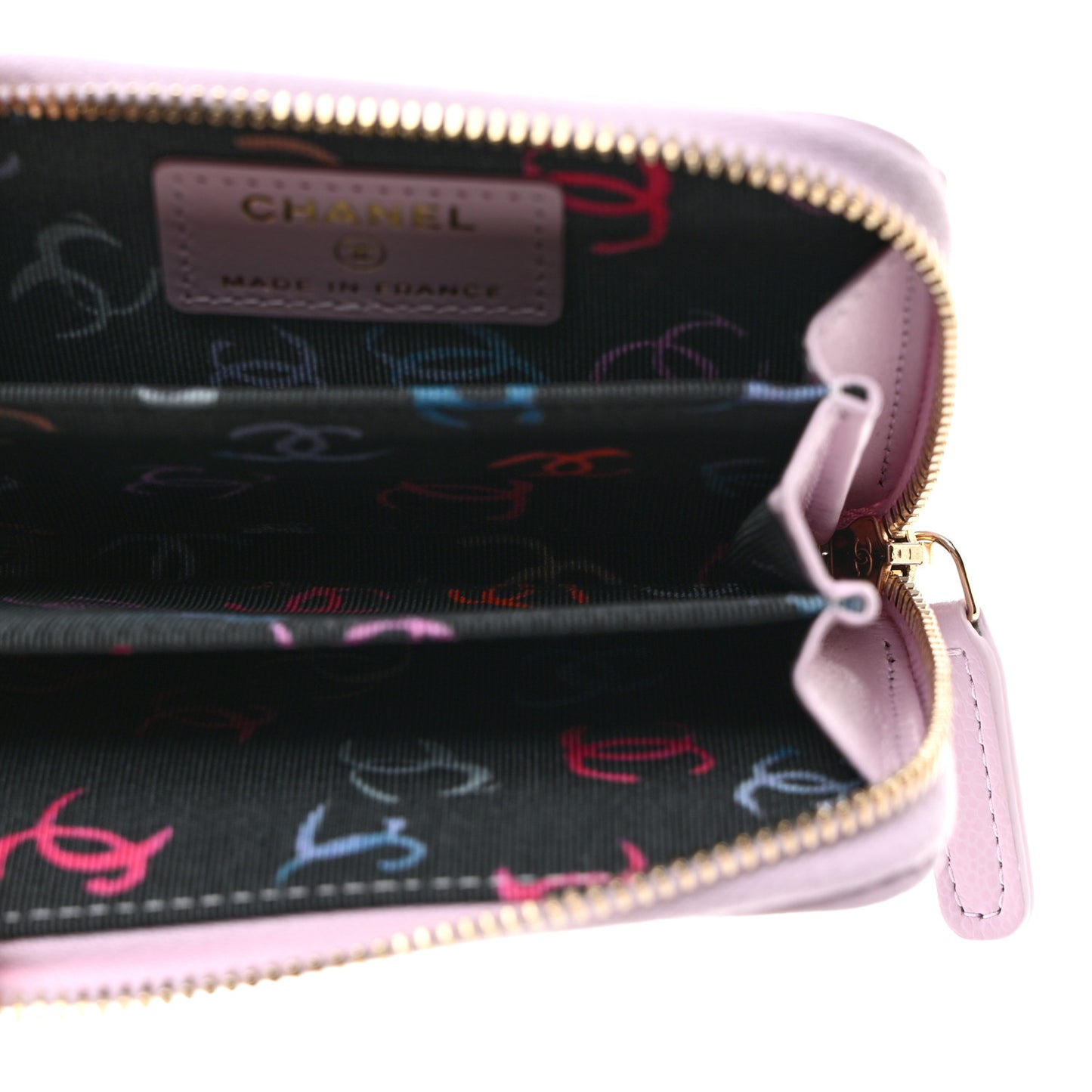 Caviar Quilted Zip Coin Purse Light Purple
