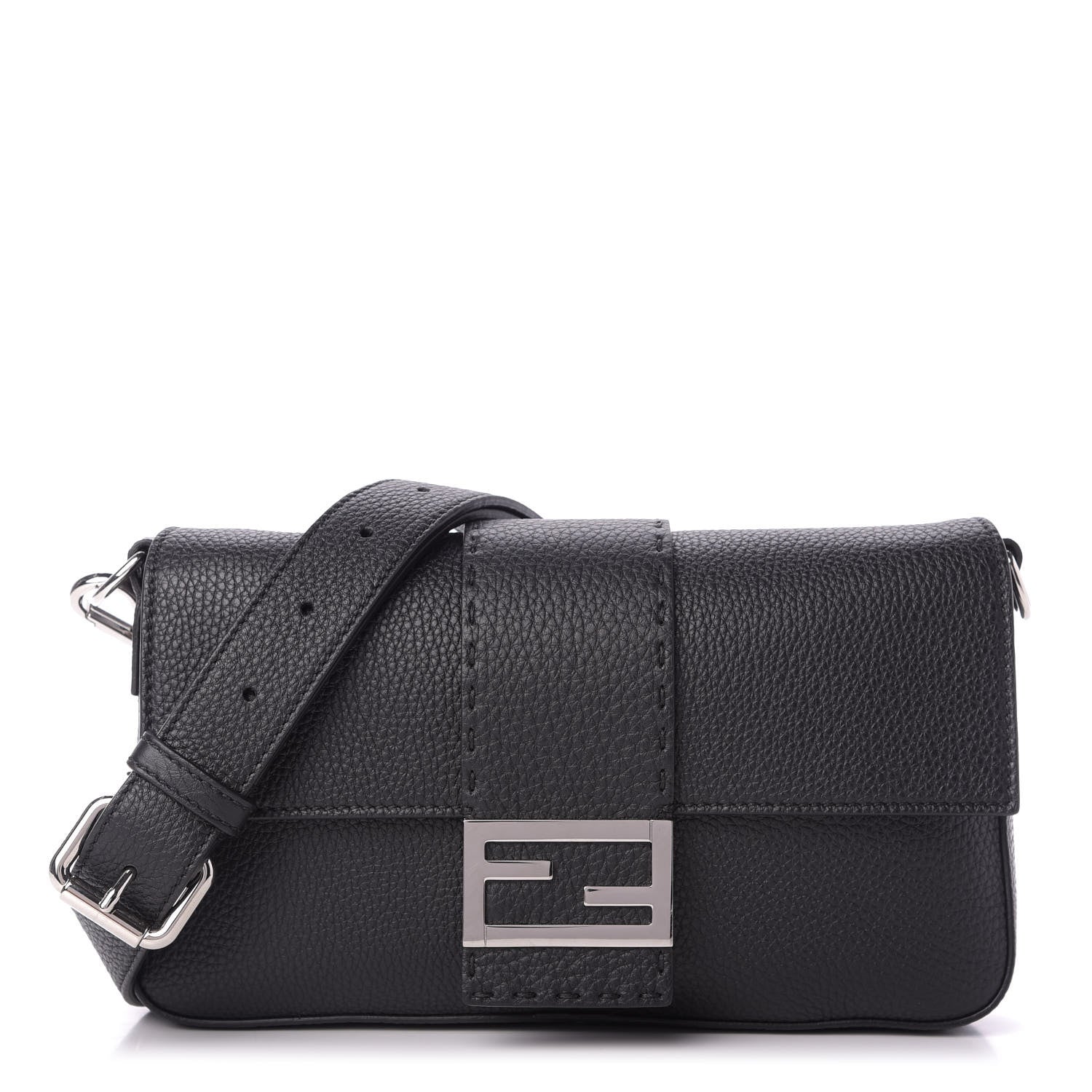 Fendi Cuoio Romano Selleria Belt Baguette Bag Black 1 of 10