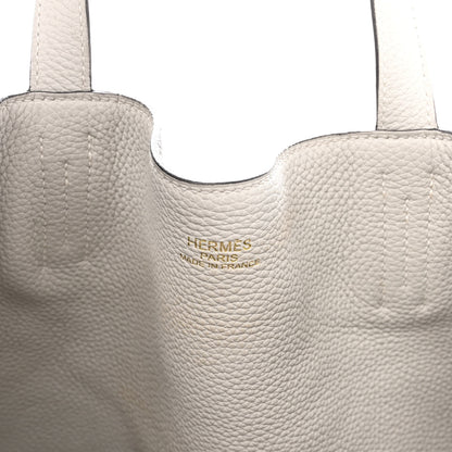 Hermes Taurillon Clemence Double Sens 36 Reversible Tote Gris Perle Etain 6 of 10