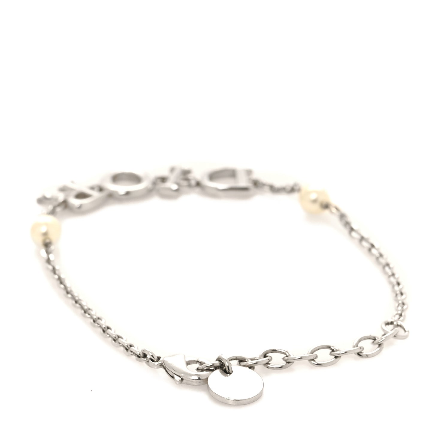 Palladium Pearl Logo Bracelet White Silver