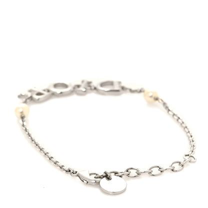 Christian Dior Palladium Pearl Logo Bracelet White Silver 3 of 6
