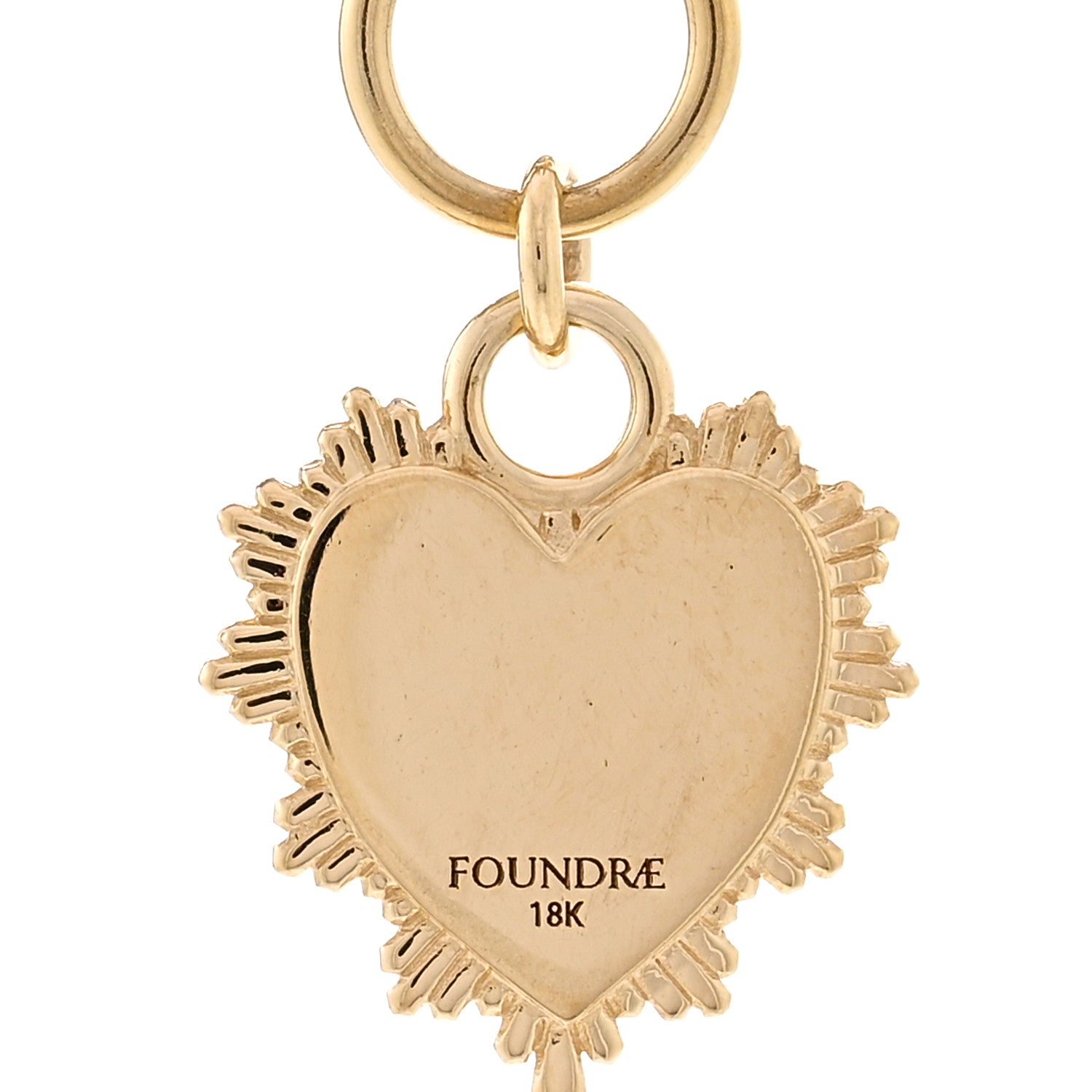 Foundrae 18K Yellow Gold Diamond Initial H Miniature Heart Drop Pendant Necklace 5 of 5