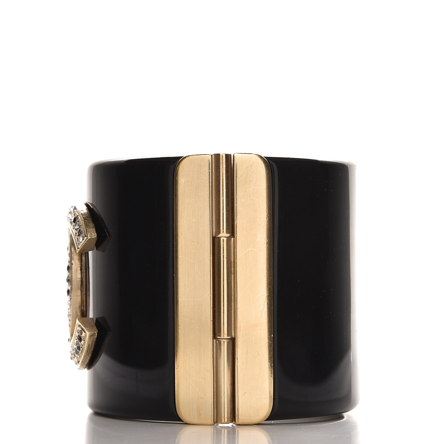 Chanel Resin Crystal CC Cuff Black Gold 5 of 6