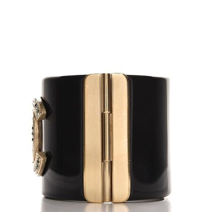 Chanel Resin Crystal CC Cuff Black Gold 5 of 6