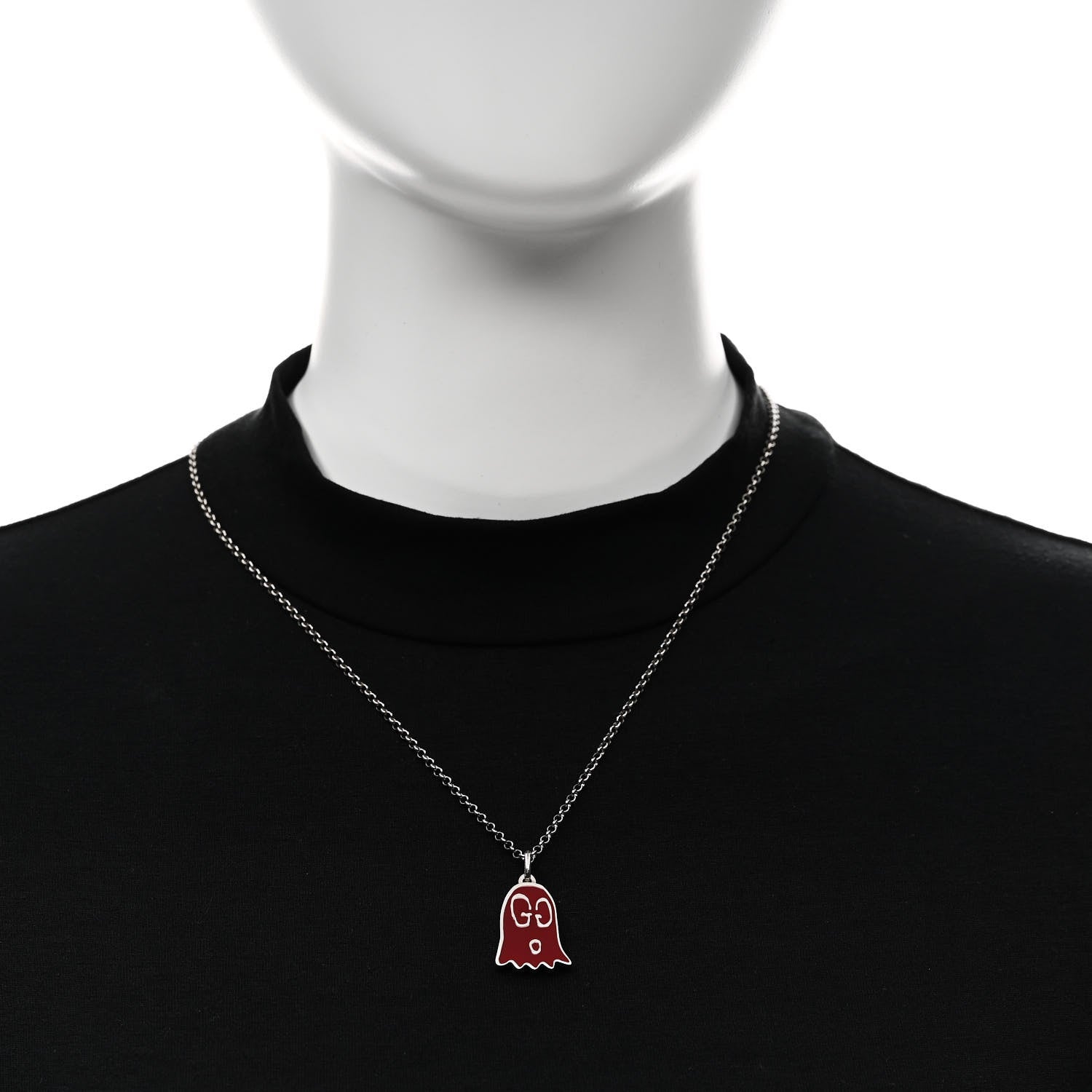 Gucci Sterling Silver Enamel GucciGhost Ghost Pendant Necklace Red 2 of 6