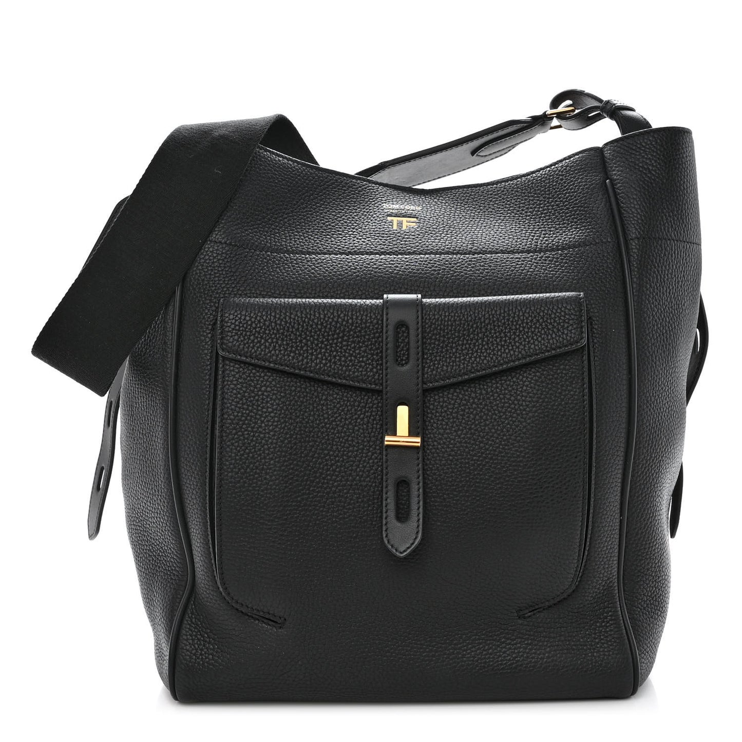 Calfskin Large Hollywood T Twist Tote Black