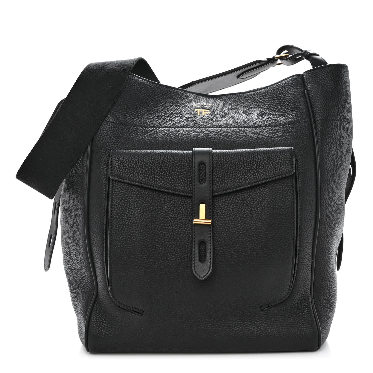 Tom Ford Calfskin Large Hollywood T Twist Tote Black 1 of 10