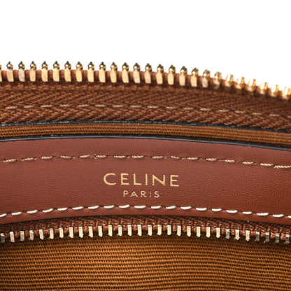 Celine Triomphe Canvas Calfskin Boston Bag Tan 6 of 10